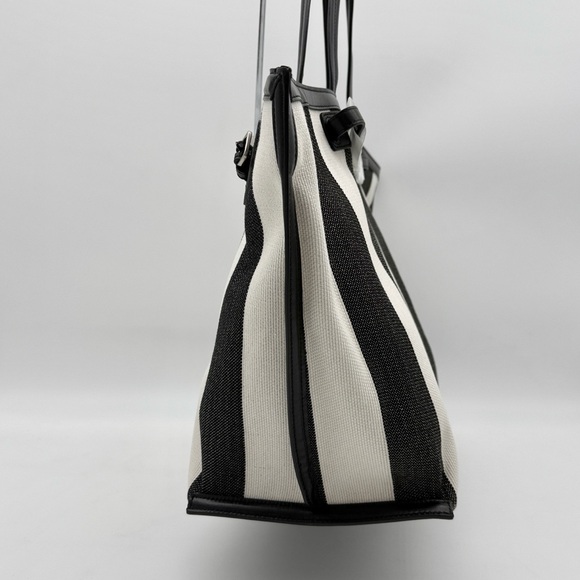 Proenza Schouler Days Carryall Tote in Striped Canvas Black White - Picture 4 of 12